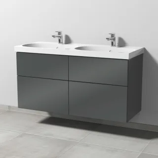 Sanipa 3way Waschtischunterbau zu Geberit Acanto Waschtisch mit 4 Auszügen, Anthrazit-Glanz SF42079