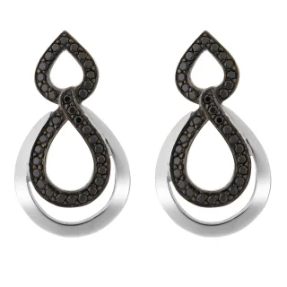 Orphelia 'Amber' Tropfenohrringe aus 925er Sterlingsilber für Damen - Silber/Schwarz ZO-7092/2
