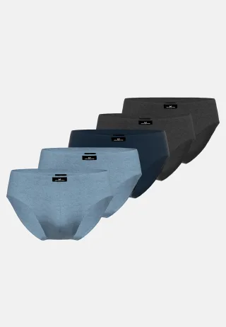 götzburg bodywear - GÖTZBURG Herren Sport-Slip uni 5er Pack blau-dunkel-melange - Gr. - 6
