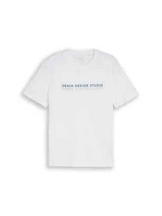 Denim Tom Tailor - T-Shirt mit Print white - Gr. - L