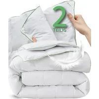 Welldora Daunenbettdecke, Komfort Allergiker Bettdecke zweiteilig, Fachärztlich geprüft, Füllung: 100% weiche Federn & Daunen, 2 Decken Vierjahreszeiten Daunendecke Sommer & Winter