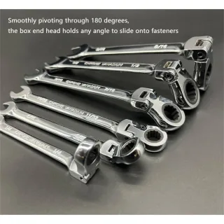 8-19mm 180-degree Movable Head Double-ended Wrench With Ratchet Dual-Use Ratcheting Wrench Set Auto-FastEffort-Saving