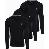 OMBRE Longsleeve 3er-Pack Langarmshirts mit V-Ausschnitt
