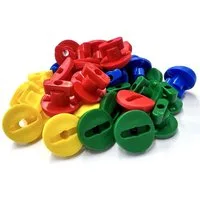 move and stic Zubehör Set 50x Plattenknopf + 80x Rohrverschluss blau,grün, gelb, rot Konstruktions-Spielset, (40 St., Erweiterung, Verschraubung der Kupplung), zur Befestigung von Rohren und Platten