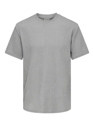 ONLY&SONS - ONSLAZIO LIFE REG SS PLISSE TEE Ultimate Grey - Gr. - L