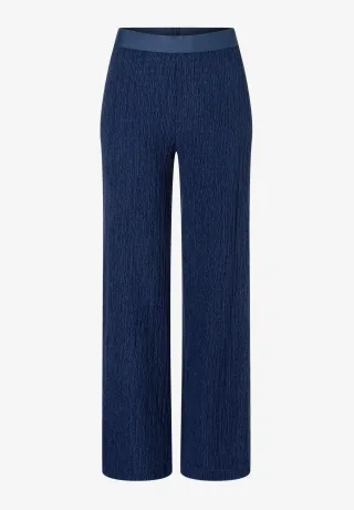 MORE & MORE - Hose aus strukturiertem Jersey blau - Gr. - 36