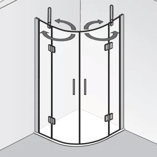 HSK Aperto Runddusche 4-teilig, 2 Drehtüren 2850xxx550