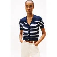 Tommy Hilfiger Strickjacke CO JERSEY MID GG GOLD BTN CARDI mit goldfarbenen Knöpfen