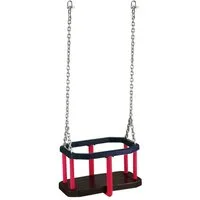 Loggyland Babyschaukel Baby-Schaukel Kleinkindschaukel Kinderschaukel Gummi Schaukelsitz, aluminiumverstärkt, mit verzinkten 3m Ketten und Schäkeln, montiert