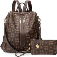 Forrlite Rucksack Damen Rucksack, Kleine 2 in 1 Rucksackhandtasche (Wasserdichter City Rucksack mit vielen Fächern, PU Leder Rucksack Handtasche mit Schultergurt, Geschenke für Damen), 2-teiliges Set, Anti-Diebstahl Tagesrucksack für Damen
