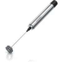 Arendo Milchaufschäumer Handmilchaufschäumer elektrisch, Stab mit Einzel & Dualquirl, Edelstahl Milk Frother mit Standhalterung, Batteriebetrieb 13100 U/min