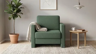 BRUNO Schlafsessel 70cm in Grün | praktische Größe | stabiles Massivholz & Boxspringkomfort