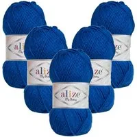 Alize 5 x ALIZE My Baby Häkelwolle, 750 m, Handstrickgarn,Für Allergiker,Yarn