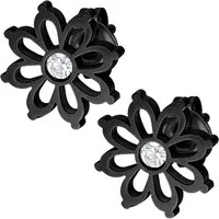 Wildcat Paar Ohrstecker Flower Earstuds Pair - Schwarz, Chirurgenstahl 316L - wasserfest, langlebig, hautverträglich