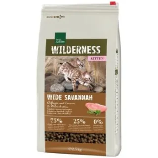 REAL NATURE WILDERNESS Trockenfutter Katze, Kitten, Wide Savannah, Geflügel, Lamm & Wildschwein 2,5 kg
