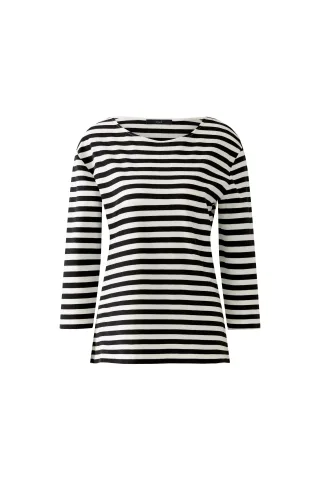 Oui - SOLEILA T-Shirt black offwhite - Gr. - 44