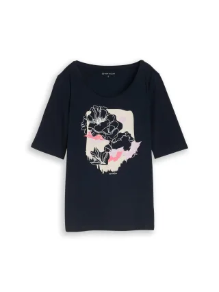 Tom Tailor - T-Shirt mit Print sky captain blue - Gr. - L