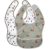 LÄSSIG Lätzchen Little Forest, Fuchs, (Set, 2-St), m. integriertem Auffangschutz, PETA-approved vegan