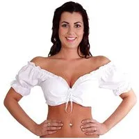 Trachtl Dirndlbluse DIRNDLBLUSE - TRACHTENBLUSE WEIß TUNNELZUG 42