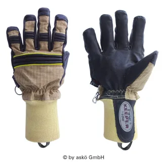 Brand-Handschuh Fire Keeper Matrix® PBI askö Strickbund | Beige | extrem leicht | hitze- und flammbeständig | 3M Scotchlite Reflexbänder | 6