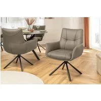 riess-ambiente Drehstuhl SIGNATURE taupe/schwarz - Echtleder, Metall, drehbar, mit Armlehne (Einzelartikel, 1 St), 360° drehbar & mit Taschenfederkern - ideal für Esszimmer & Büro