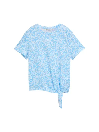 Denim Tom Tailor - T-Shirt mit Knoten-Detail small flower print - Gr. - XXL