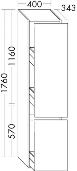 Burgbad Apothekerschrank Lin20 Melamin 1760x400x345 Eiche Dekor Silber, HSPO040F6028 HSPO040F6028