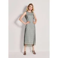 MADELEINE Maxikleid Elegantes Tüllkleid mit Spitzendetails Baumwollkleid mit Rundhals, Knielänge und ohne Arm