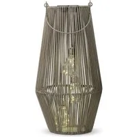 formano LED Laterne Solarlaterne Garten Rattan-Look Laterne 3 LED Birnen 45cm Solar IP44, LED fest integriert