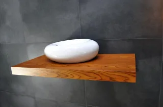 Neuesbad Waschtischplatte Konsole 80x50cm, Teak Echtholzfurnier NB1KPL80-TK