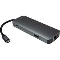 Argus H-428 7in1 Adapter dunkelsilber, USB-A, USB-C, HDMI, RJ-45