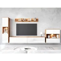 OTTO home Wohnwand PARIS, Vitrine Türanschlag links/rechts wechselbar, (Komplett-Set, 4-St), grifflose Design, stehend und hängend montierbar