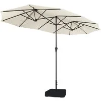 Sekey Sonnenschirm 400 x 220 cm Doppelsonnenschirm mit Kurbel, Groß Gartenschirm, UPF50+, LxB: 400,00x220,00 cm, Ohne/mit 50kg Ständer, UV 50+, wasserdicht, belüftet