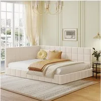 Merax Daybett, Polsterbett mit Schlaffunktion, Tagesbett Schlafsofa, Samt, 140x200cm
