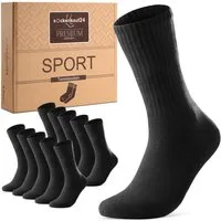 sockenkauf24 Tennissocken Sportsocken Damen & Herren Atmungsaktive Premium Crew Socken (5 Paar) verstärkte Ferse & Fußspitze, gepolsterte Sohle, Baumwolle