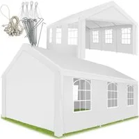 tectake Pavillon Gartenzelt 6 x 4 m, inklusive Spannseilen und Heringen, mit 4 Seitenteilen, (Partyzelt Jasko, in weiß/weiß), wasserdicht, Klicksystem, 4 Seitenteile, mit UV-Schutz