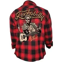 GASOLINE BANDIT® Flanellhemd schwarz-rot kariert für Rockabilly Fans: Old School
