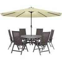 FIVMEN Sonnenschirm Gartenschirm mit Kurbel Terrassenschirm UV Schutz, Marktschirm aus Alu, Terrassenschirm für Balkon Garten