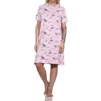 Normann Nachthemd Damen kurzarm Nachthemd floraler Alloverprint und Knopfleiste am Hals