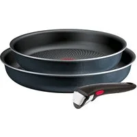 Tefal Pfannen-Set Ingenio So'Light, Pfannenset abnehmbarer Griff, Light Tech Technologie, Aluminium (Set, 3-tlg., 2x Pfannen Ø 24/28 cm, 1x abnehmbarer Griff, Made in France), stapelbar, platzsparend, einfache Reinigung, Induktion, L72391
