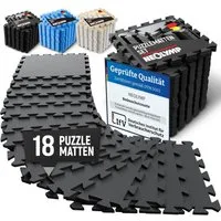 NEOLYMP Bodenmatte Robuste Bodenschutzmatte - Fitness - Schutzmatte Boden - Fitnessmatte (18 Puzzlestücke inkl. Randteile, 18 Schutzmatten Boden inklusive Randstücke - Puzzletechnik Sportmatte), Schützt Fußboden, EVA Matte, Studioqualität, Anti-Rutsc