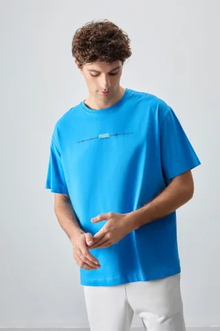 Übergrößen Baumwoll Crew-Neck Bedrucktes T-Shirt