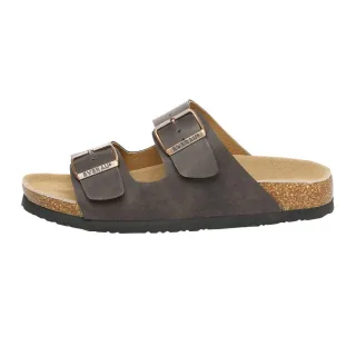EVER AU Herren Duck Leder Doppelschnallen-Sandalen - Braunes geöltes Leder