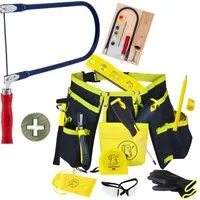 Eli Kinder-Werkzeug-Set Werkzeuggürtel - hochwertiges echtes Kinderwerkzeug - Multitool, (inkl. Sicherheitsbrille und Handschuhe, 31-tlg., Baumeister und Bauarbeiter), STARKES GESCHENK