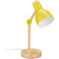 relaxdays Schreibtischlampe Holz verstellbar, gelb