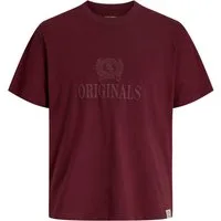 Jack & Jones Rundhalsshirt Jack&Jones XXL T-Shirt JORFREDERIKSBERG weinrot Print