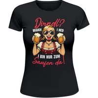 MoonWorks Print-Shirt Damen T-Shirt für das Oktoberfest Dirndl ? Brauch i ned, i bin nur mit Print