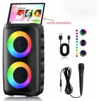 AIBISTAR RGB Bluetooth Lautsprecher Party-Lautsprecher 2400mAh, Mikrofon, Bass Bluetooth-Lautsprecher 2-Kanal-System (Bluetooth / AUX / USB / SD-Karte, 40 W, 2400-mAh-Akku,dynamische RGB-Beleuchtung,externer Mikrofonanschluss)