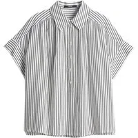 someday Blusenshirt weiß,Casual,Viskose,Gestreift,Hemdblusenkragen,Kurz,Weit