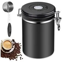 AKKEE Kaffeedose Edelstahl Luftdicht Kaffeebohnen Vorratsdose Mit Löffel, Luftdichte Kaffeebehälter